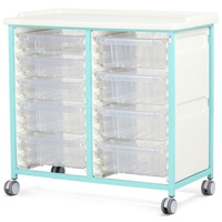 Steel Standard Level Double Column Tray Trolley - 3 Small and 6 Deep Drawers