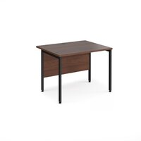 Maestro 25 straight desk 1000mm x 800mm - black H-frame leg and walnut top