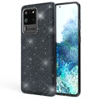 NALIA Glitter Case für Samsung Galaxy S20 Ultra, Diamant Schutz Hülle Bumper Schwarz