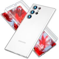 Handy Hülle 0,3mm Dünn für Samsung Galaxy S23 Ultra, 2x Displayschutz Weiß Transparent