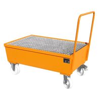Mobile steel sump tray with edge profiles