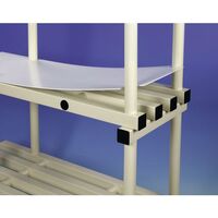PVC shelf covers for anodised aluminium shelving.
