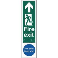 Fire exit man left arrow up / fire door keep shut sign