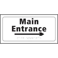 Main entrance arrow right sign