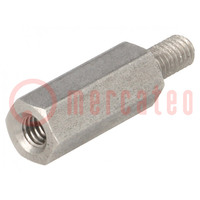 Screwed spacer sleeve; 18mm; Int.thread: M4; Ext.thread: M4