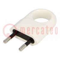 Connector: AC supply; male; plug; 2P; 250VAC; 10A; Type: flat; white