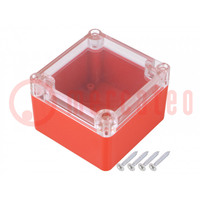 Enclosure: multipurpose; X: 80mm; Y: 82mm; Z: 55mm; ABS; red; gasket