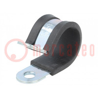 Fixing clamp; ØBundle : 25mm; W: 20mm; steel; Cover material: EPDM