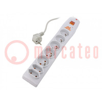 Plug socket strip: protective; Sockets: 7; 230VAC; 10A; grey