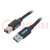 Kabel; USB 3.0; USB A wtyk,USB B wtyk; niklowany; 0,5m; czarny