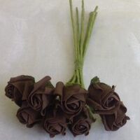 Artificial Colourfast Cottage Rose Bud Bunch, 8 Flowers - 21cm, Brown
