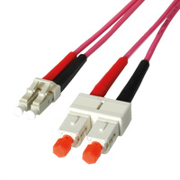 LEONI Câble FO duplex 50/125µm OM4, Suhner LC/SC, 1 m