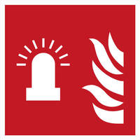 Brandschutzschild, Folie langnachleuchtend, Brandalarm-Blitzleuchte, 10,0x10,0 cm DIN EN ISO 7010 F018