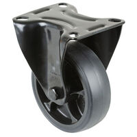 Bockrolle Gabel aus Stahlblech, Radkörper: Kunststoff schwarz, Rollenlager, Tragfähigkeit: 110 kg, Durchmesser: 100 mm