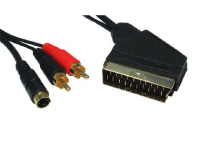 Cables Direct 2SR2V-01 video cable adapter 1.5 m SCART (21-pin) 2 x RCA + S-Video Black