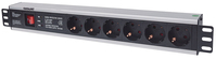 Intellinet 19" 1.5U Rackmount 6-Way Power Strip - German Type", With On/Off Switch and Surge Protection, 3m Power Cord