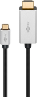 Goobay 60175 Videokabel-Adapter 3 m USB Typ-C HDMI Typ A (Standard) Silber, Schwarz