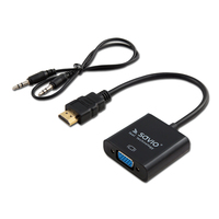 Savio CL-23/B adaptador de cable de vídeo 0,5 m VGA (D-Sub) HDMI tipo A (Estándar) Negro