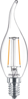 Philips Filament-Kerzenlampe, BA35, E14, transparent, 25 W