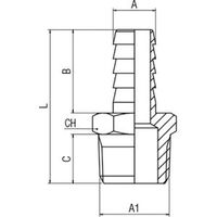 RS PRO Schlauchanschluss 6mm 1/8Zoll-Gewinde Messing vernickelt Stecknippel 5 MPa, 50 bar