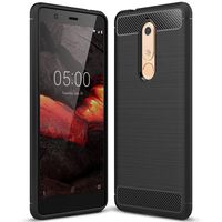 NALIA Case compatible with Nokia 5.1 2018, Carbon-Look Protective Smart-Phone Back-Cover Rubber Etui, Ultra-Thin Shockproof Soft Skin Silicone Slim-Fit Bumper, Flexible Rugged P...