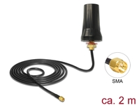 ISM 433 MHz Antenne SMA Stecker, 2dBi, omnidirektional, Dachmontage outdoor, schwarz, Delock® [89487