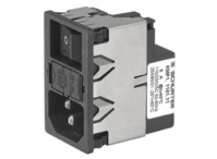 IEC-Stecker-C14, 50 bis 60 Hz, 4 A, 250 VAC, 1.6 W, 1.6 mH, Flachstecker 4,8 mm,