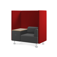 SOFÁ SOFT SEATING INDIVIDUAL + MESA 125x129x68cm. COLOR NEGRO/ROJO