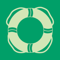 Sicherheitskennzeichnung - Wasserrettungsgeräte, Grün, 15 x 15 cm, Folie