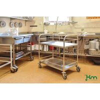 Kongamek stainless steel shelf trolley with side rails and 2 shelves