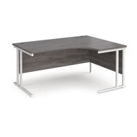 Traditional ergonomic desks - delivered and installed - white frame, grey oak top, right hand, 1600mm