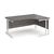 Traditional ergonomic desks - delivered and installed - white frame, grey oak top, right hand, 1600mm