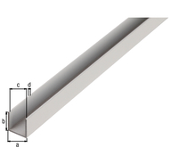 BA-Profil, U-Form, Alu natur, LxBxHxS 2600 x 25 x 25 x 2 mm