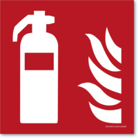 Feuerlöscher, EN ISO 7010, F001, Brandschutzaufkleber, 20 x 20 cm, aus Premium-Aufkleber blasenfrei, mit UV-Schutz