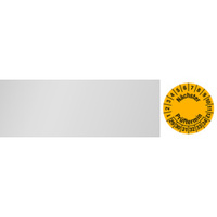 Kabelprüfplakette - Mehrjahresplakette "Nächster Prüftermin", Monate: 1-12, Jahre: 2029-2034, Folie (0,1 mm), gelb, 95 x 25 mm, 6 Stück je Bogen