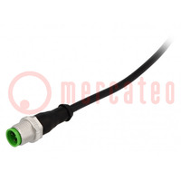 Connection lead; M12; PIN: 3; straight; 5m; plug; 250VAC; 4A; 7000