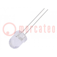 LED; 8mm; rouge; 2180÷3000mcd; 30°; Front: convexe; 12VDC