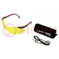 Safety spectacles; Lens: yellow; Resistance to: UV rays; Kit: case