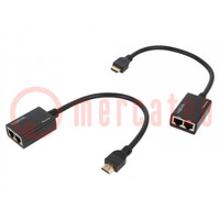 Extender HDMI; HDCP; HDMI wtyk,RJ45 gniazdo x2; czarny; 30m