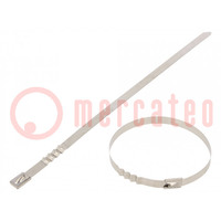 Cable tie; L: 260mm; W: 7.9mm; stainless steel AISI 304; 1112N
