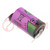Batterie: Lithium (TLC); 3,6V; 1/2AA; 900mAh; Ø14,7x25,2mm