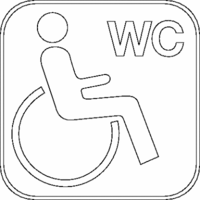 Piktogramm - Rollstuhlfahrer, WC, Weiß, 10 x 10 cm, Kunststofffolie