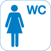 Piktogramm - Damen, WC, Blau, 30 x 30 cm, PVC-Folie, Selbstklebend, Weiß