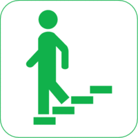 Piktogramm - Treppe mit Person, Grün, 10 x 10 cm, PVC-Folie, Selbstklebend