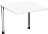 SoftForm-Verkettungs-Schreibtisch, Weiß, Gestell in alusilber. HxBxT 680 - 820 x 800 x 800 mm | GF1433-02