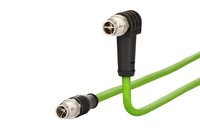 M12 Industrial Ethernet Leitung, X-kodiert, 1,0 m, M12 Stecker gerade - M12 Stecker gewinkelt, Kodierung bei 225°, PUR