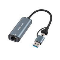Microconnect MC-USBACNET1G Kabeladapter USB C RJ-45 Schwarz