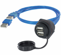 Encitech 1310-1035-02 USB-kabel 1 m USB 2.0 2 x USB A Zwart, Blauw