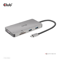 CLUB3D CSV-1594 dokkoló állomás és port replikátor USB 3.2 Gen 1 (3.1 Gen 1) Type-C Fekete, Szürke