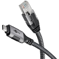 Goobay 70754 changeur de genre de câble USB C RJ-45 Noir, Argent